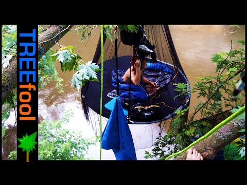 Aerial Camping HIGH Above a River