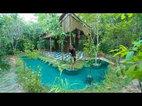 Girl Living Off the Grid, Build The Most Beautiful Bamboo House Near My Village