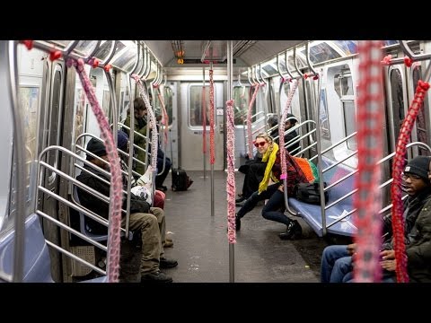 Watch London Kaye Yarn-Bomb the L Train