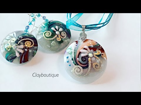 Polymer Clay Faux Lampwork Glass Pendant