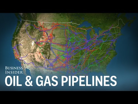 Animated map of the major oil and gas pipelines in the US