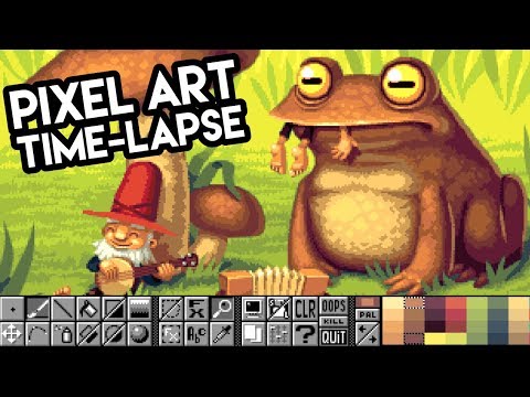 Life and Death of a Gnome, Amiga pixel art time-lapse (100x normal speed)