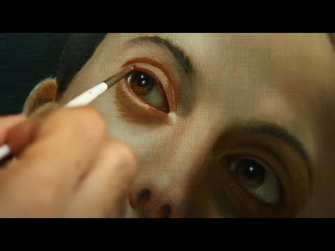 Omar Ortiz pintando la obra Moscu Hiperrealismo Hyperrealism oil paint