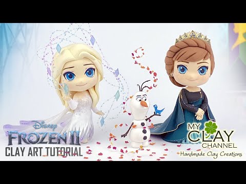 How to make ❄️Frozen 2❄️ Chibi Elsa, Anna, Olaf, Bruni, & Gale - Clay Art Tutorial