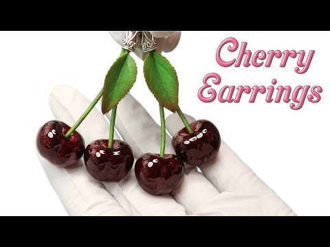 DIY Polymer clay Black Cherry Earrings Tutorial